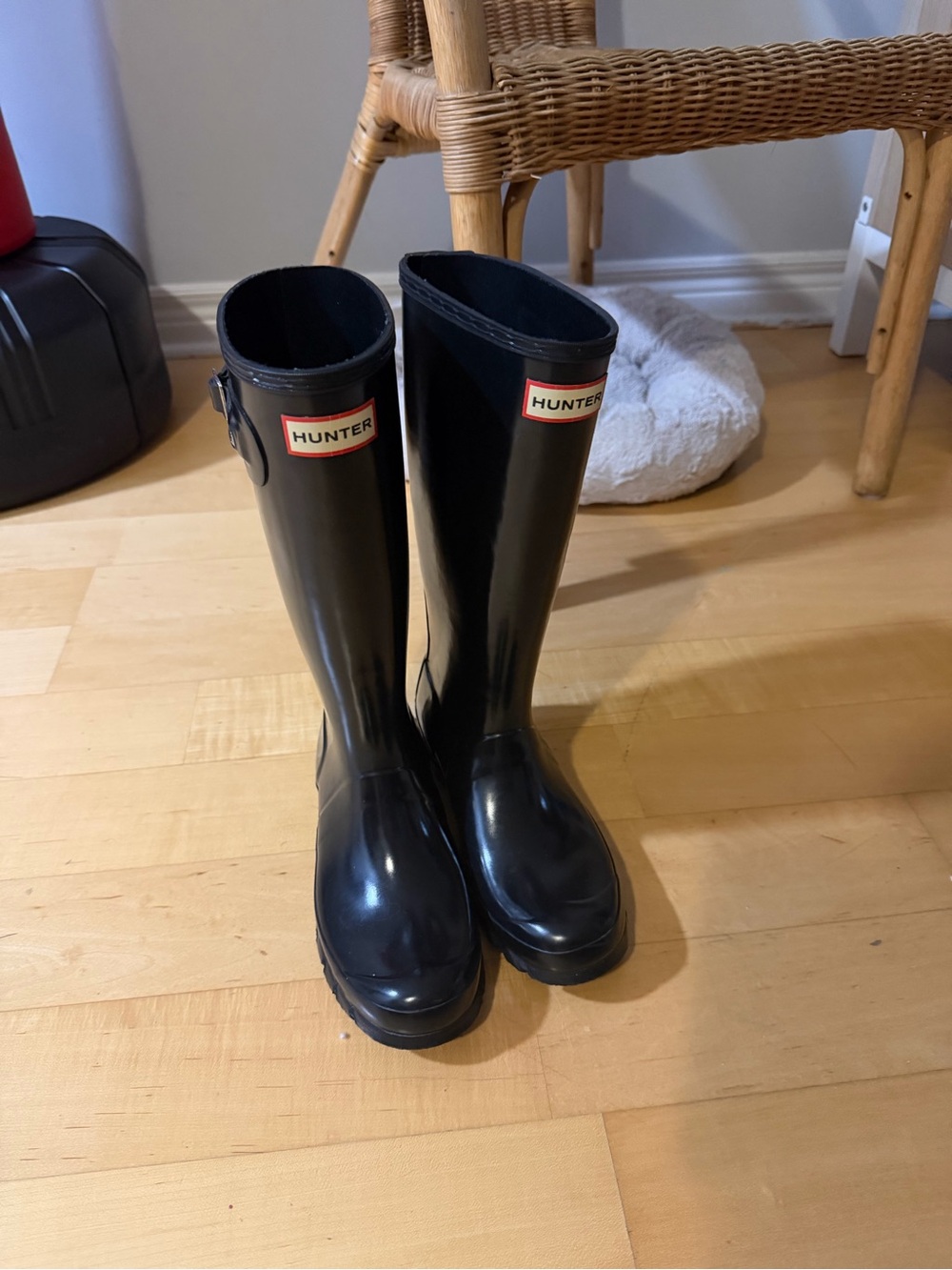 Hunter Gloss Black Knee-High Rain Boots